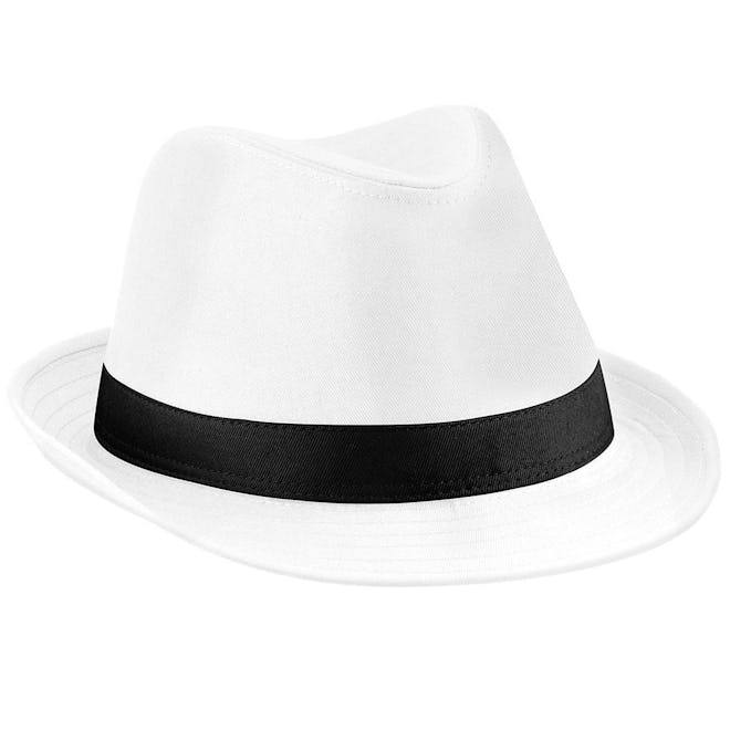 Beechfield Unisex Fedora Hat (White/Black): image 1