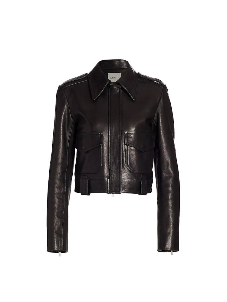 Cordelia Cropped Moto Leather Jacket: image 1