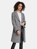 Noelle Houndstooth Pattern Wool Coat with Removable Raccoon Fur Collar: additional image