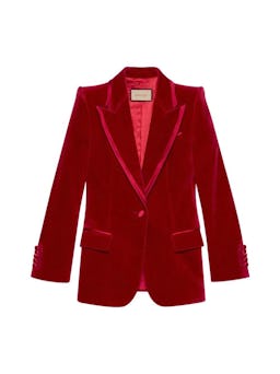 Velvet Single-Breasted Blazer: image 1