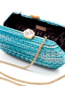 Sea Green Shibori-Pattern Clutch - Handcrafted Clutches: additional image