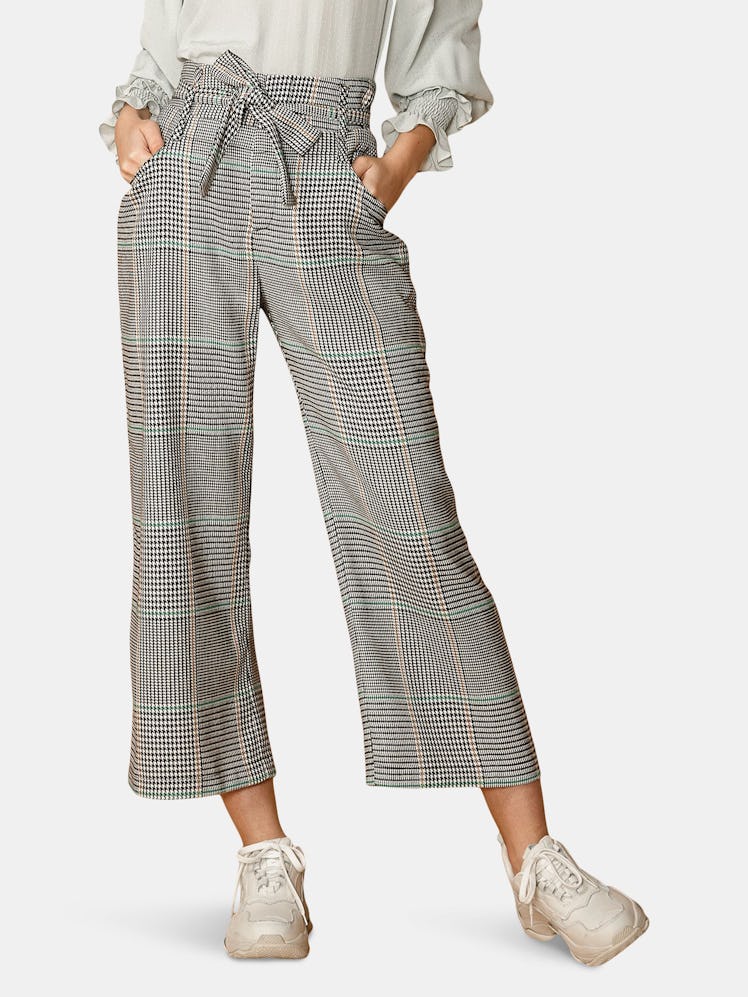 Women's Glen Plaid Tie Waist Cropped Pants in Fall Glen: image 1