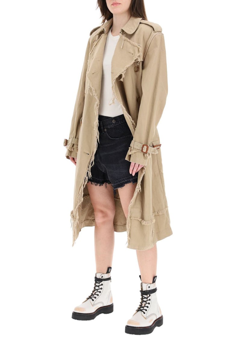 R13 Shredded Trench Coat With Frayed Edges: additional image