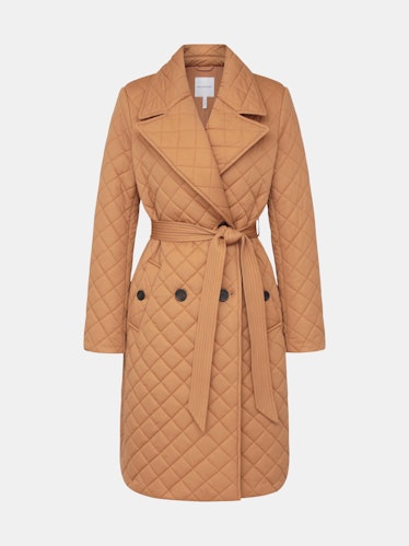 Diamond Quilted Double-Breasted Trench: image 1