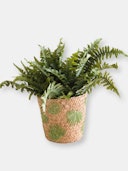Palm Embroidered Soft Seagrass Basket - Embroidered Baskets: additional image