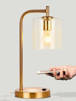 Brightech Elizabeth Office Desk Lamp Wireless Charging Pad and USB Port Brass: image 1