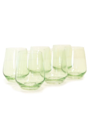 Colored Stemless Wine Glasses in Mint Green - Set of 6: image 1