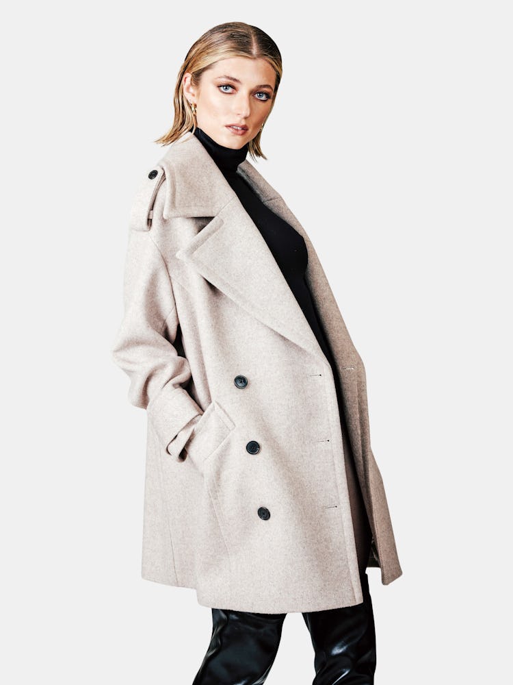 Double-Breasted Twill Peacoat: additional image