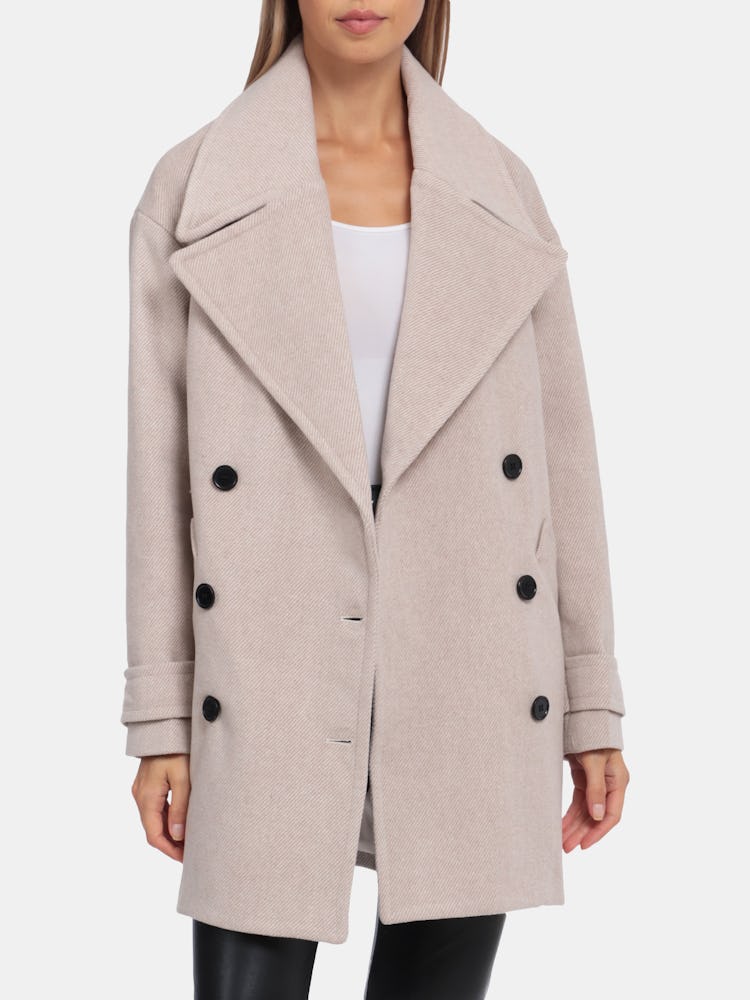 Double-Breasted Twill Peacoat: image 1