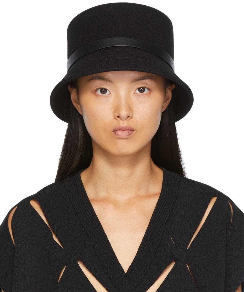 Black Rabbit Hair Bucket Hat: image 1