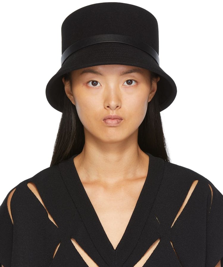 Black Rabbit Hair Bucket Hat: image 1