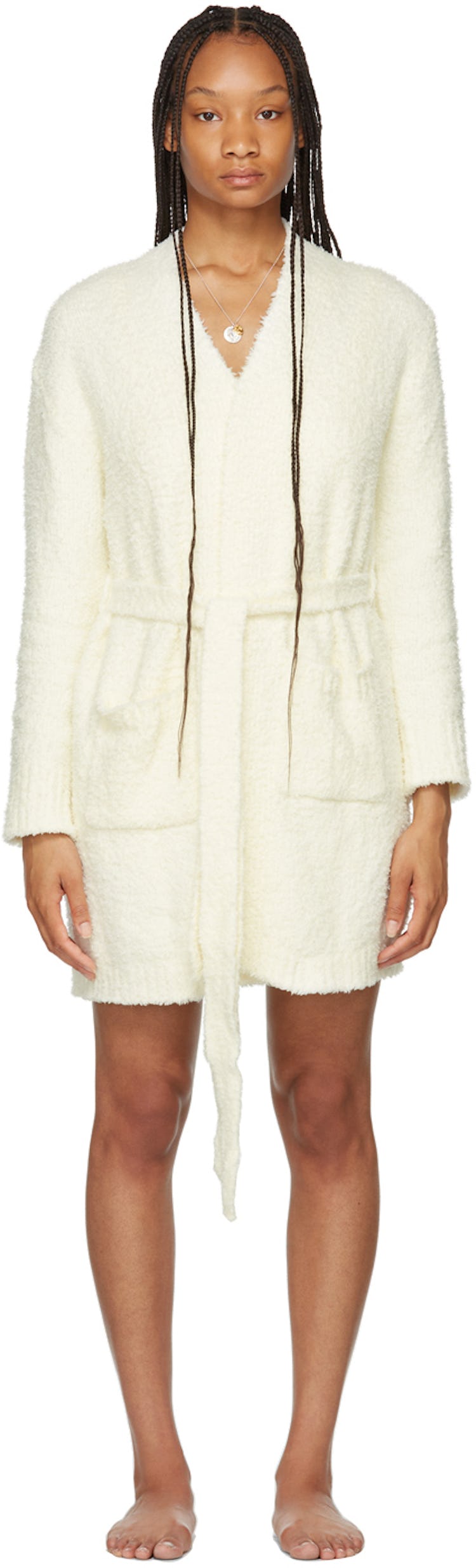 Off-White Cozy Knit Short Robe: image 1