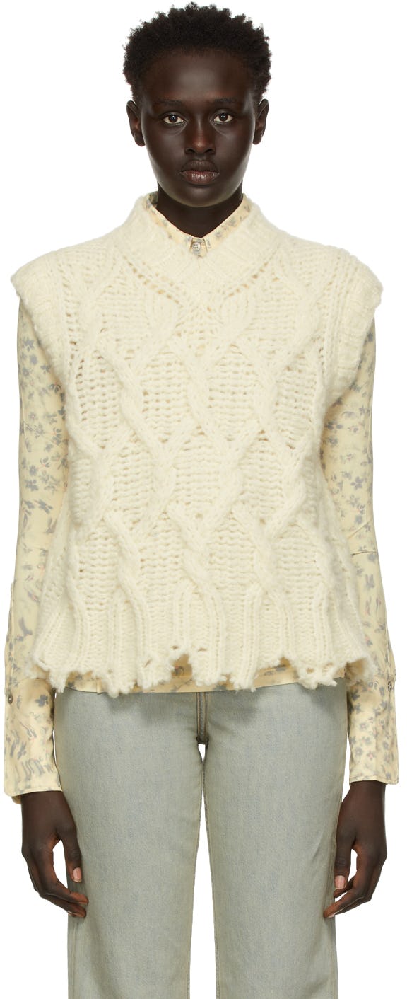 Off-White Wool Cable Knit Kandren Vest: image 1