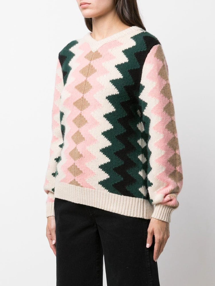 Nessa ZigZag Cashmere V-Neck Sweater: additional image