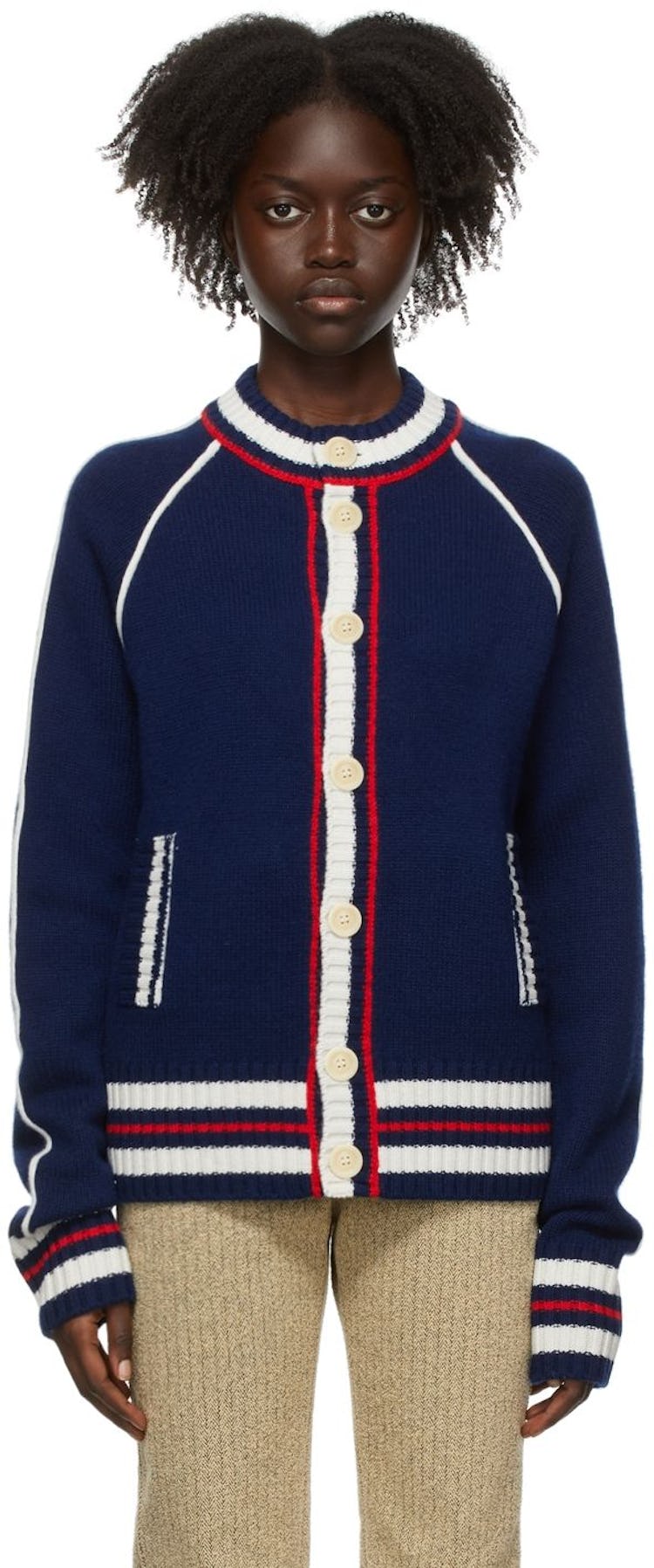 Navy Wool Artist Cardigan: additional image