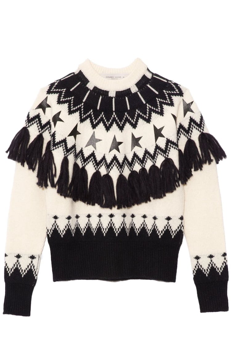 Deidra Norway Patchwork Sweater in Natural White/Blue: image 1