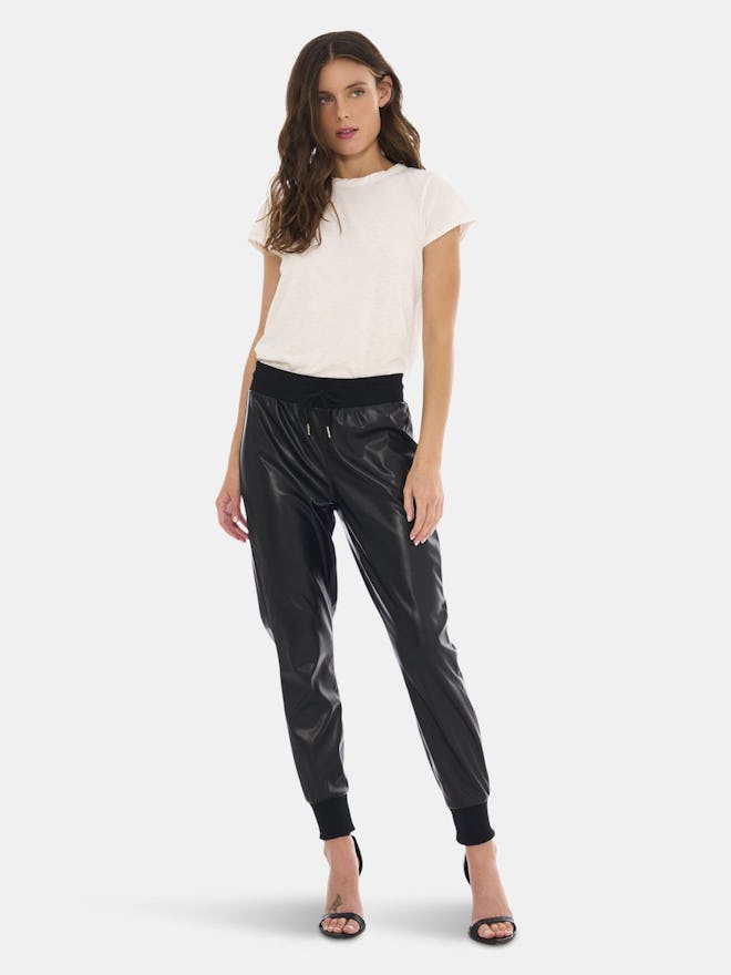 Jen Faux Leather Jogger - Black: image 1