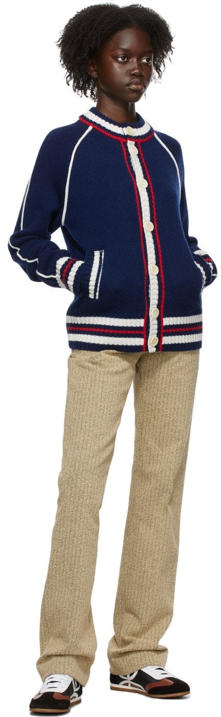 Navy Wool Artist Cardigan: image 1