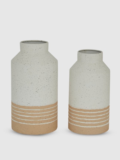 Speckled Metal Farmhouse Vases, Set Of 2