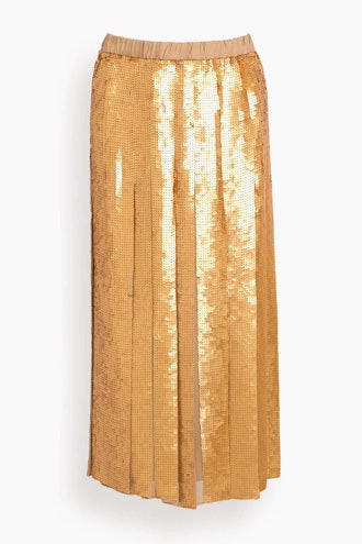 Sequins Pleated Skirt in Gold: image 1