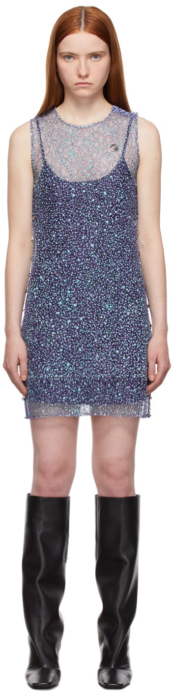 Purple & Blue Sparkle Lace Dress: image 1