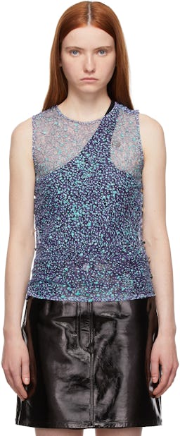 Purple & Blue Sparkle Lace Tank Top: image 1