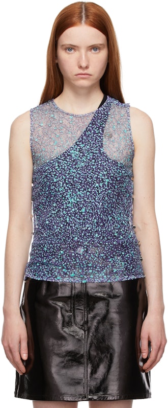 Purple & Blue Sparkle Lace Tank Top: image 1