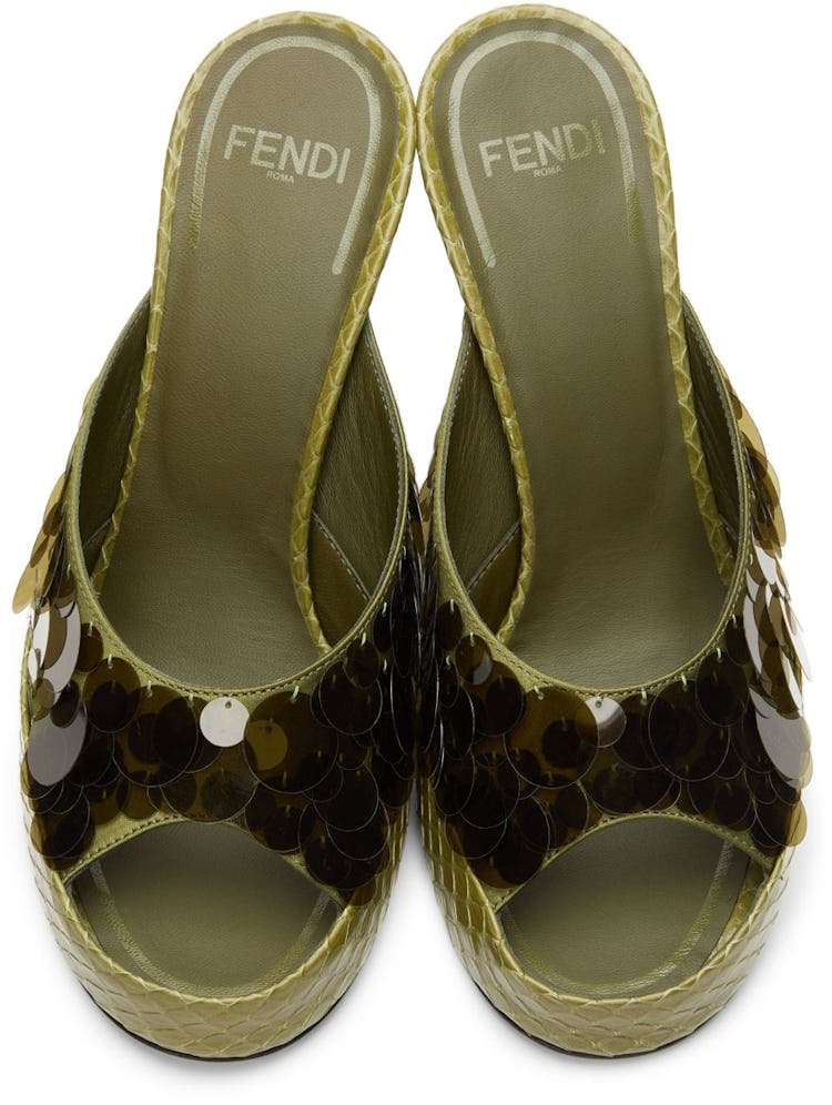 Leather Sequin Heels: image 1