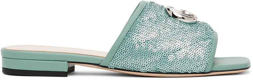 Green Sequin GG Slides: image 1