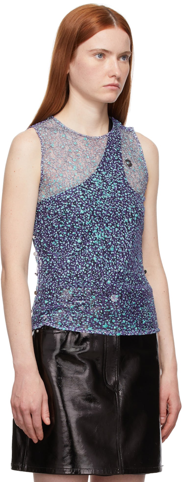 Purple & Blue Sparkle Lace Tank Top: additional image