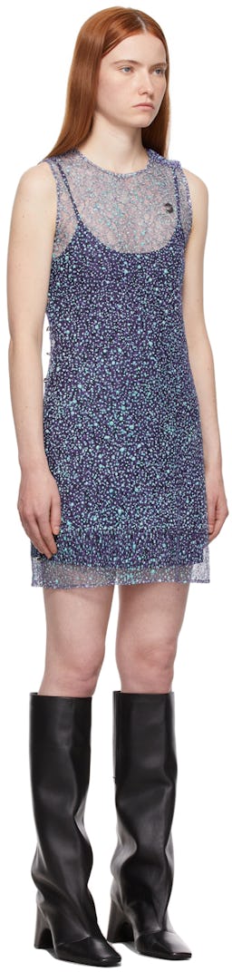 Purple & Blue Sparkle Lace Dress: additional image