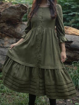 Lennox Dress in Olive Linen: additional image