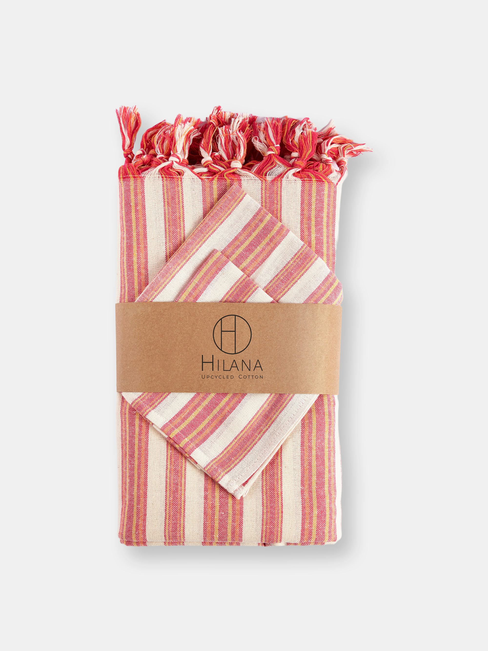 Andana Striped Tablecloth Set - Magenta: image 1