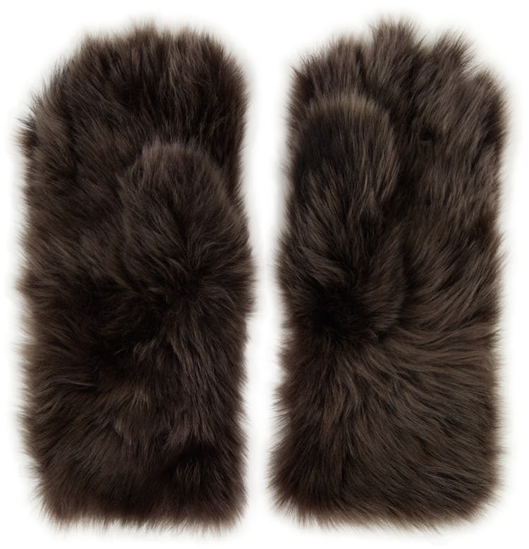 Grey Shearling Gloves: additional image