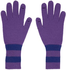 Blue & Purple Striped Face Patch Gloves: image 1
