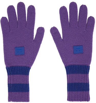 Blue & Purple Striped Face Patch Gloves: additional image