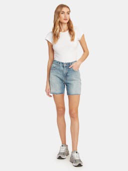 Racer High Rise Cutoff Shorts: image 1