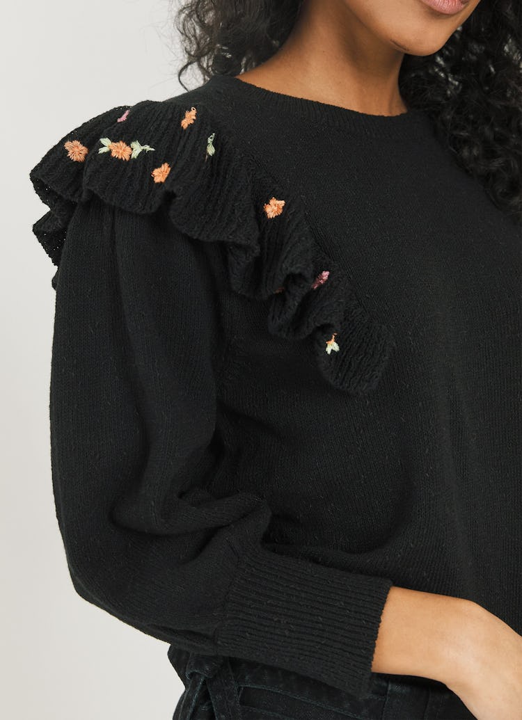 Louise Embroidered Ruffle Sweater: additional image