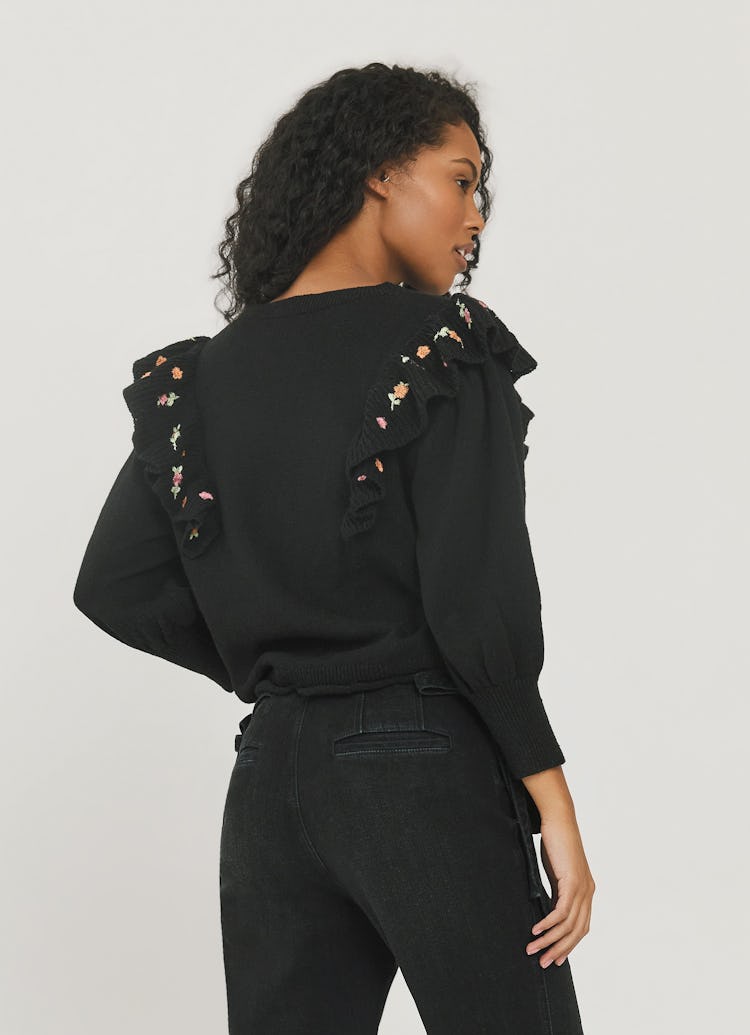 Louise Embroidered Ruffle Sweater: additional image