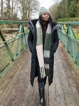 Plaid Fringed Blanket Scarf | Beetle: additional image