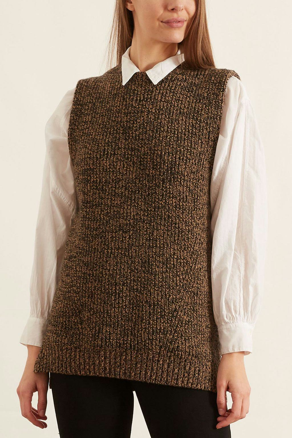 Cashmere Mix Vest in Tiger's Eye: image 1