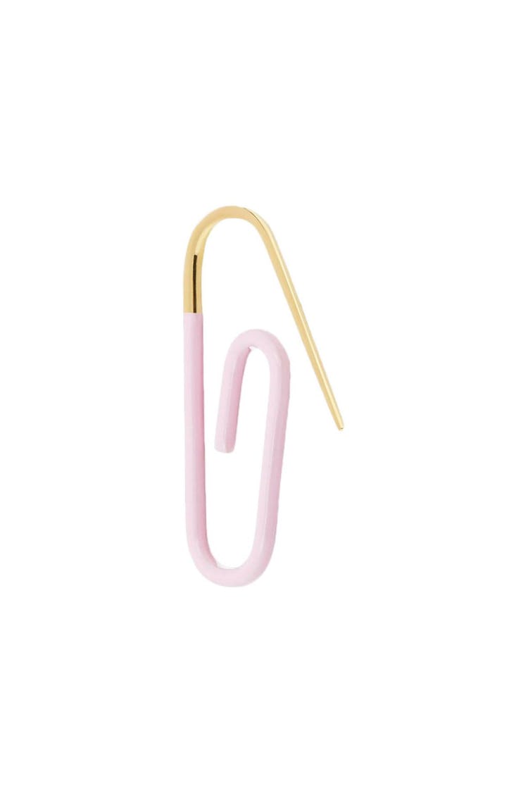 Enamel Paperclip Earring in Light Pink: image 1