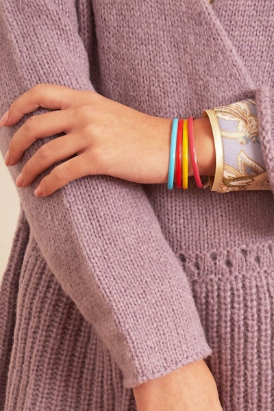 Unicorn Rainbow Enamel Cuff Bracelet in Fuchsia: image 1