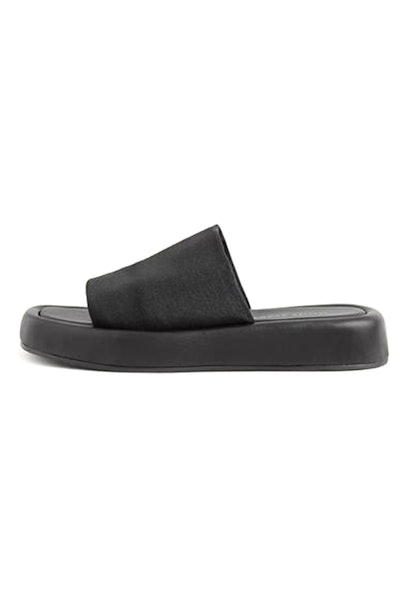 Deryn Stretch Square Toe Platform Slide Sandal in Black: image 1