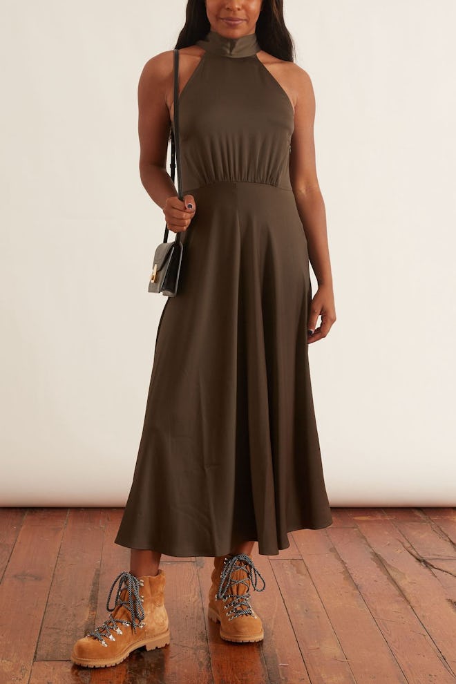 Rheo Dress in Black Olive: image 1