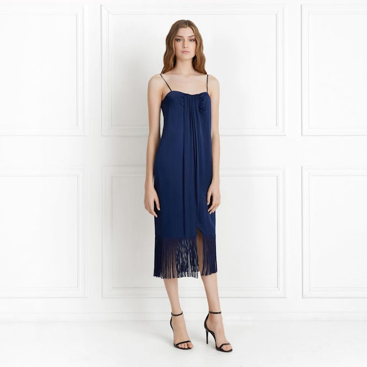 Brighton Wrap-Effect Fringed Midi Dress: image 1