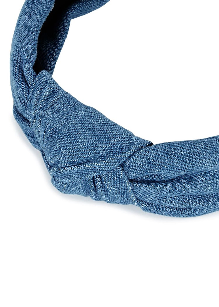 Blue knotted denim headband: image 1