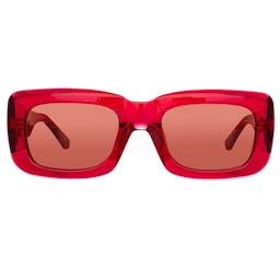 The Attico Marfa Rectangular Sunglasses in Red: image 1