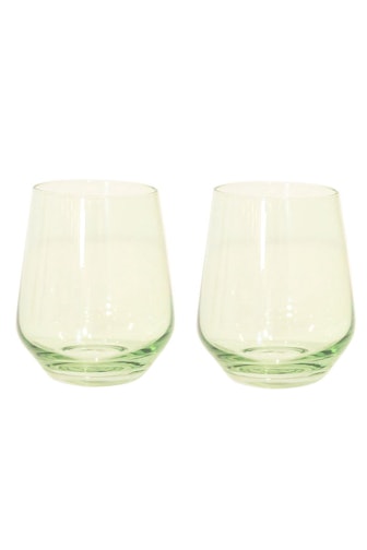 Colored Stemless Wine Glasses in Mint Green - Set of 2