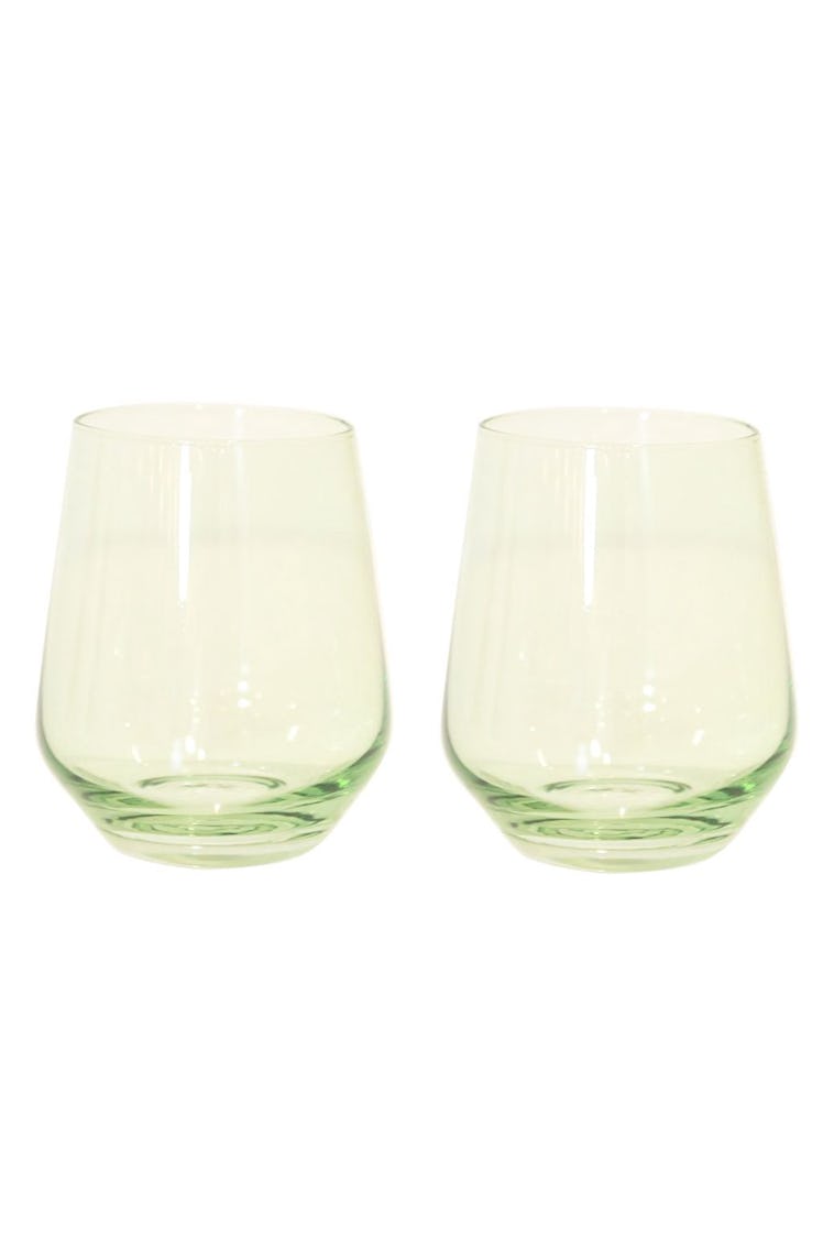 Colored Stemless Wine Glasses in Mint Green - Set of 2: image 1